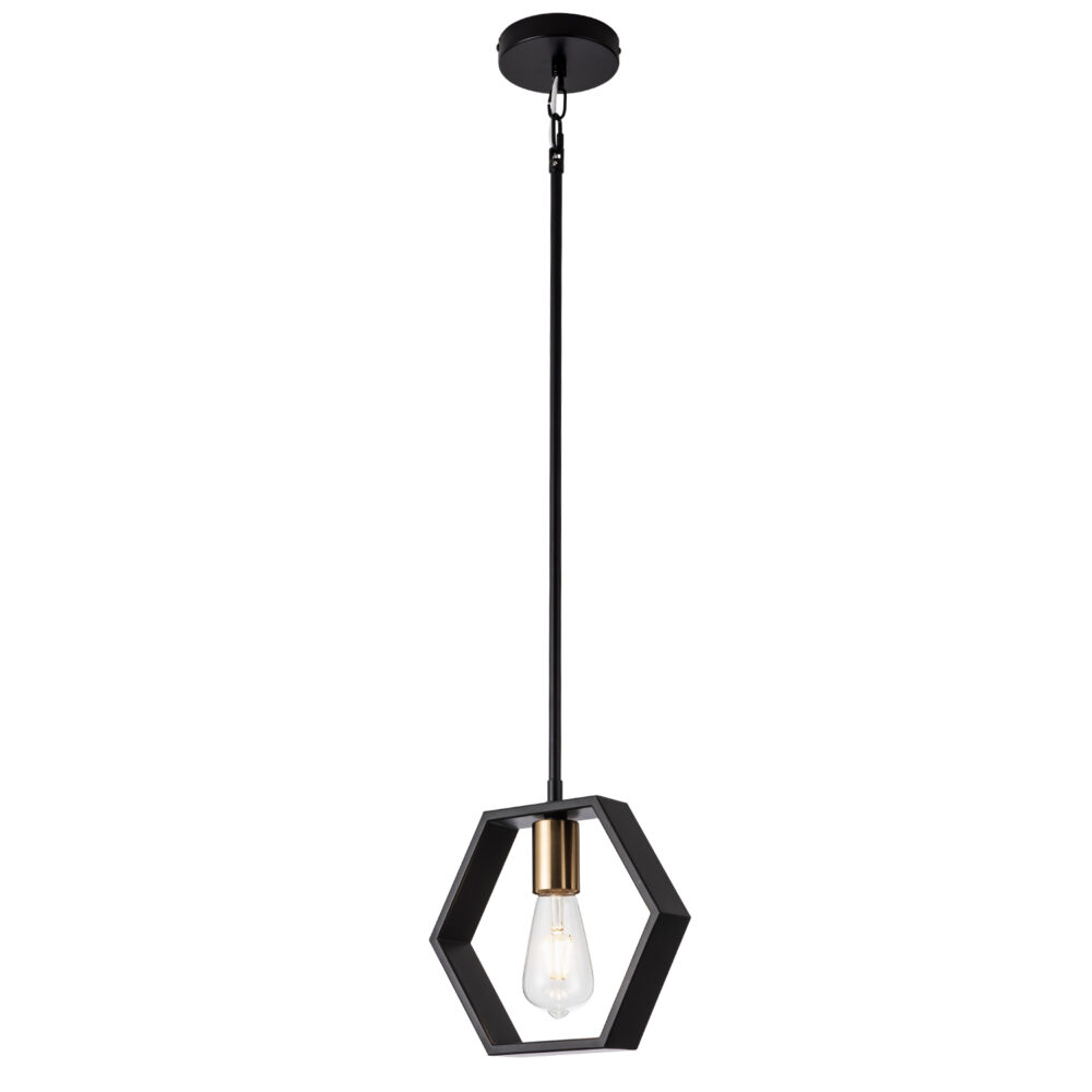 Star of David-Hexagon Black Pendant Light-HQPD29BL