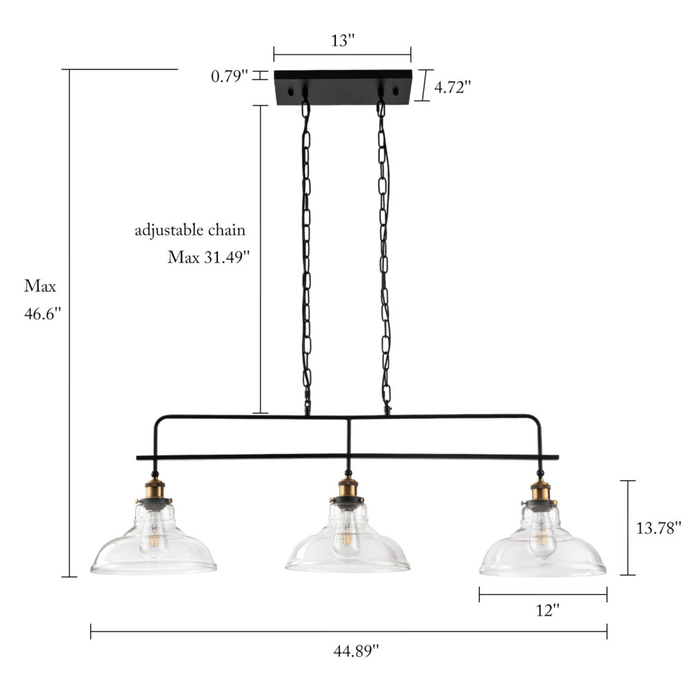 Somerset-3 lights Glass Pendant Island Light-HQPD31BL - Image 2