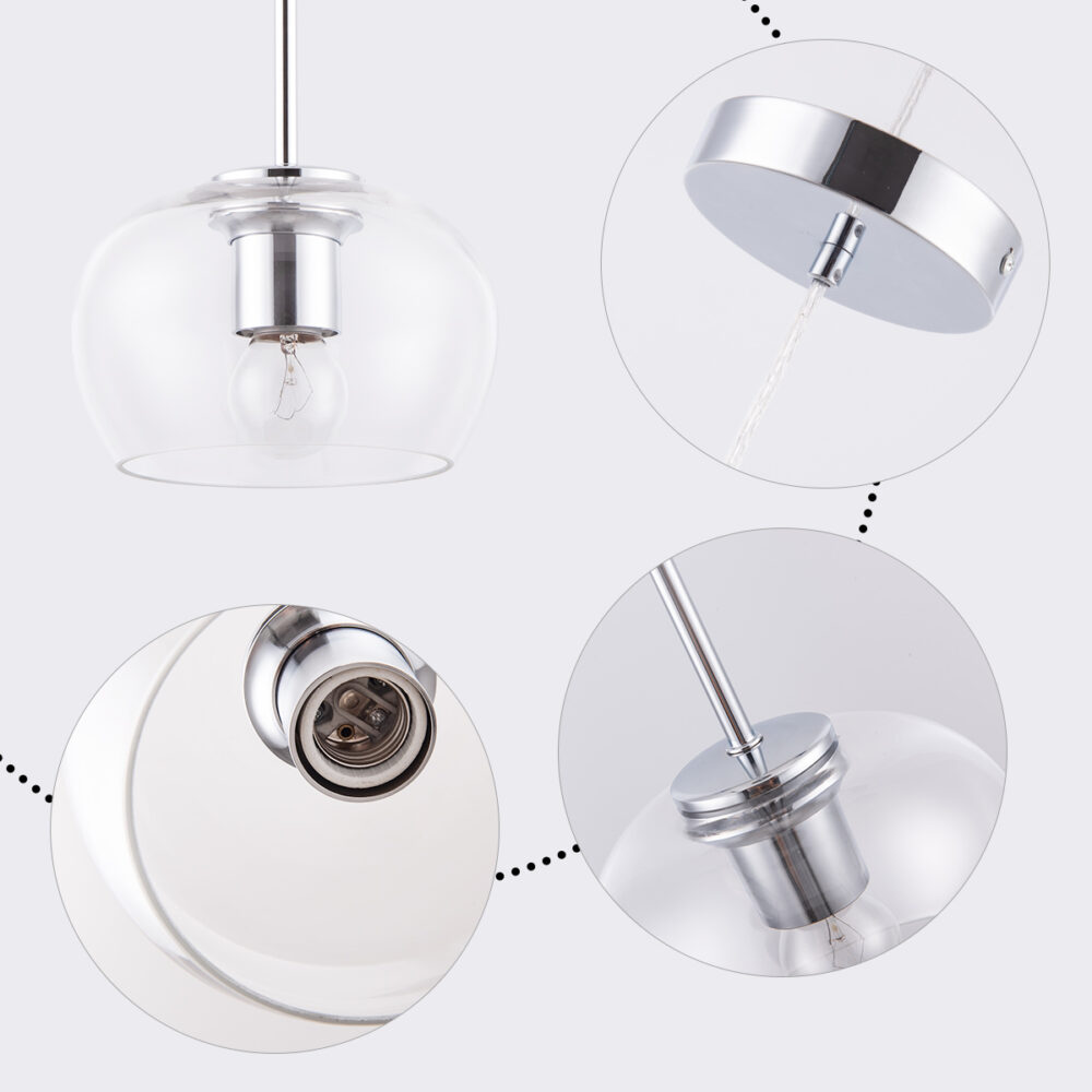 Wavy-Glass Globe Pendant Light-HOPDO03 - Image 4