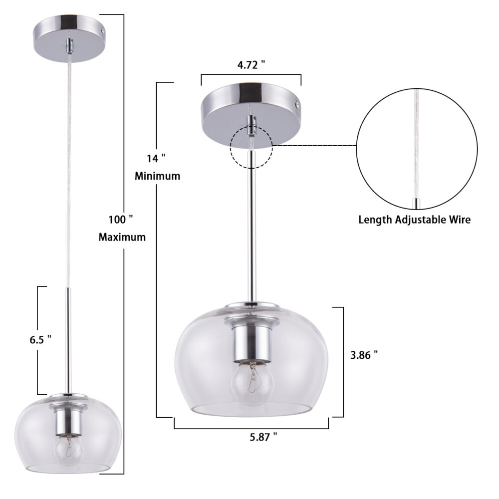 Wavy-Glass Globe Pendant Light-HOPDO03 - Image 3